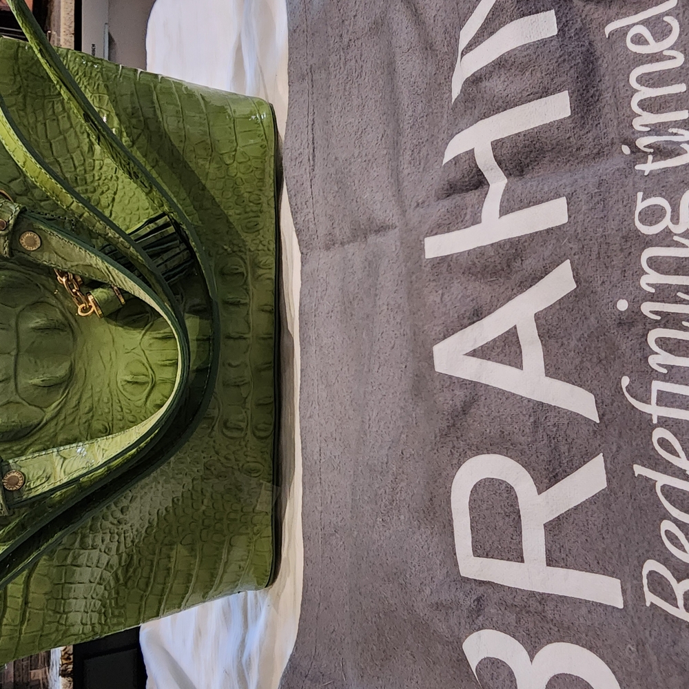 Brahmin Green Crocodile Embossed Women's Bag